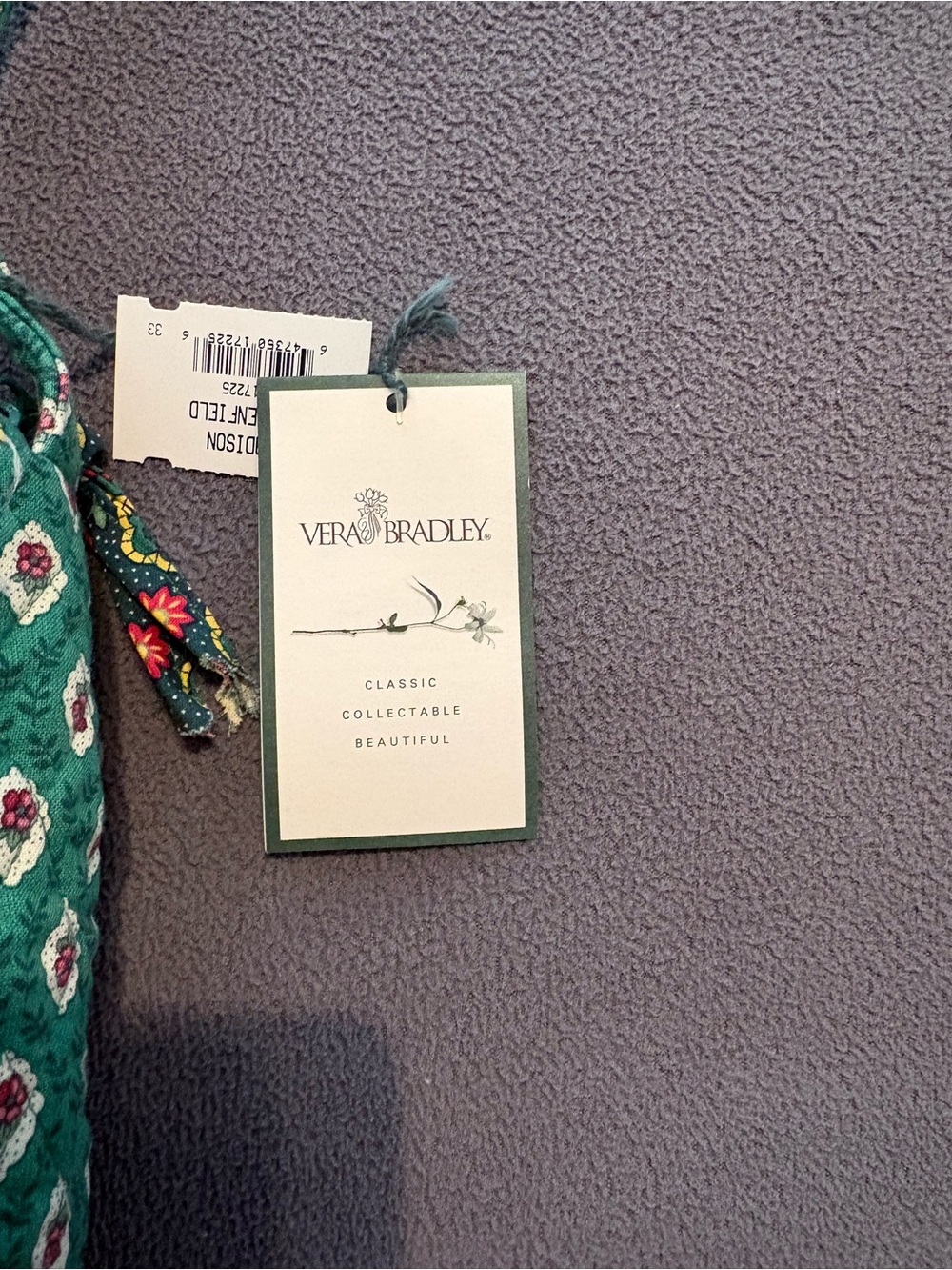 Vera Bradley Green Quilted Shoulder Bag with Multicolor Accents - Picture 6 of 13